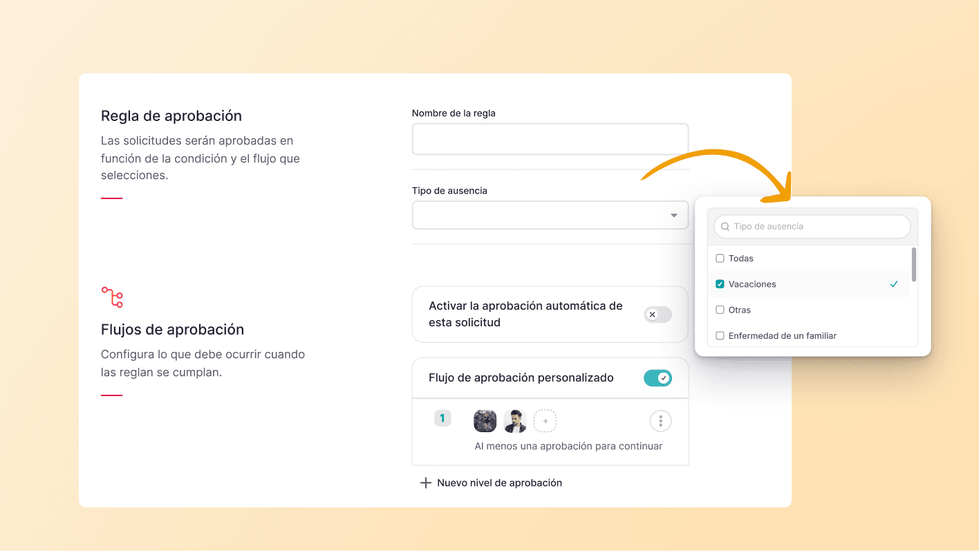 Reglas inteligentes de aprobación de ausencias